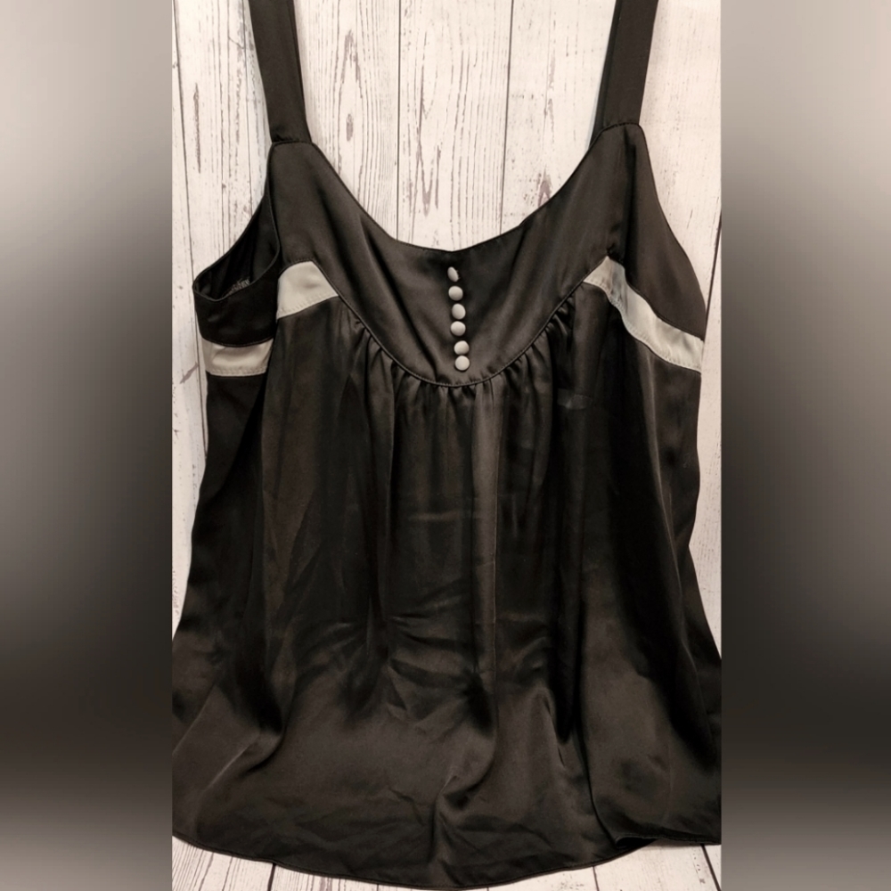 Y2k Attention Silky Black & Gray Tank Camisole Top - Large